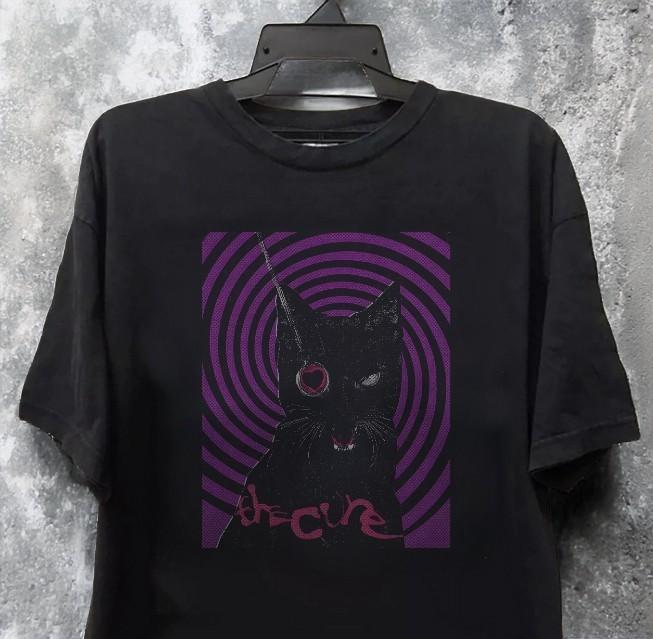 NEW! The Cure Black Cat Retro Unisex Band T-Shirt Size S-5XL