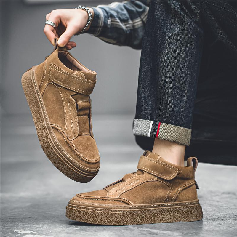 Замшевые кожаные повседневные кроссовки для мужчин 2024 года, высокие новинки моды, лоферы ручной работы высокого качества, роскошная мужская обувь