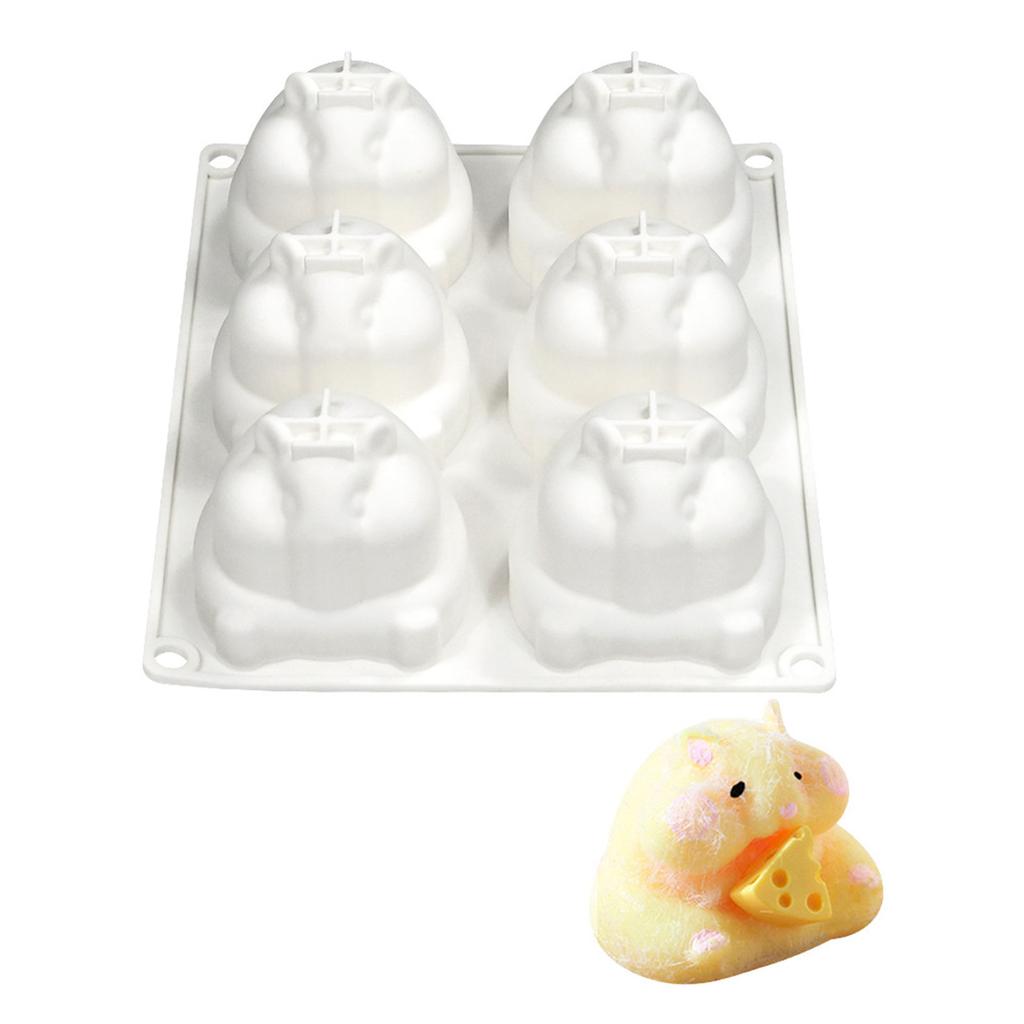 6-гнездная силиконовая форма для выпечки в виде маленького хомяка, форма для украшения торта с муссом, для изготовления шоколадных конфет, свечей, мыла
