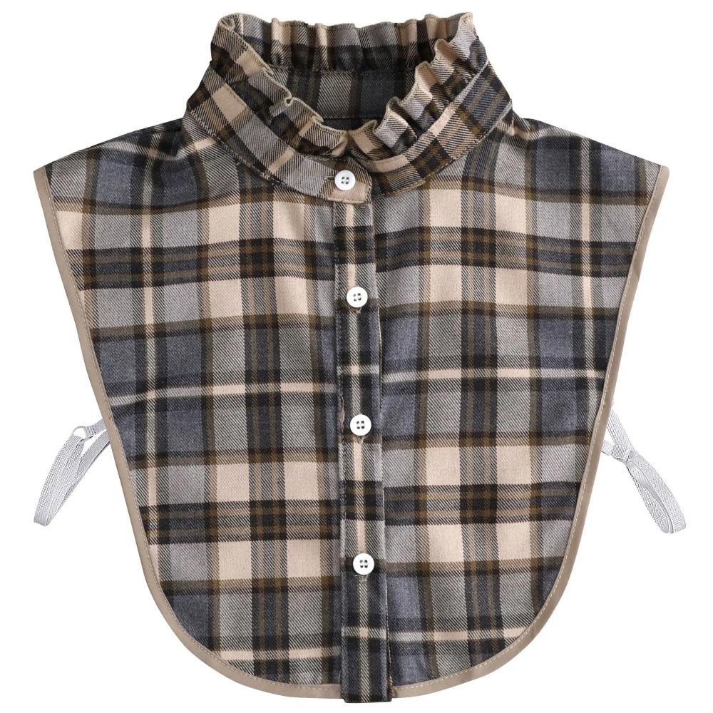 Women Detachable Plaid Shirt Design Fake Collar False Blouse Clothing Accessories