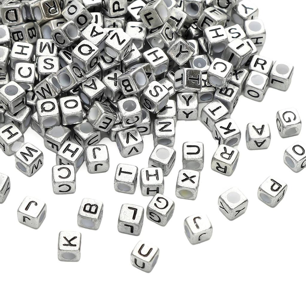 Acrylic English Letter Cube Beads For DIY Necklace Bracelet Earrings Jewelry Making Craft Accessories