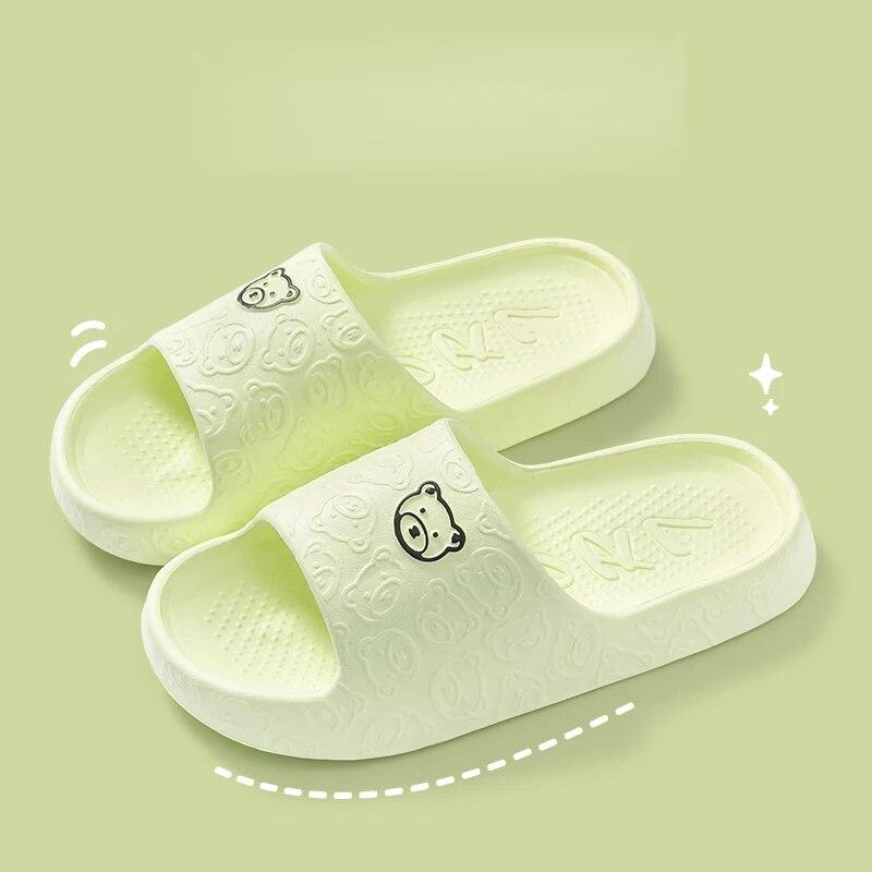 New Fashion Summer Couple Cartoon Relief Flat Slides Lithe Thin Sandals For Women Men Slippers Ladies' Home Indoor Flip Flops