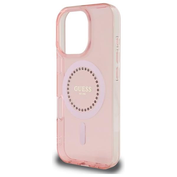 Guess Guhmp16Lpftdtep Iphone 16 Pro 6.3 Różowy/Pink Hardcase Iml Cyrkonie Magsafe