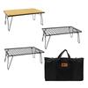 HIBARI Field Rack Camping Rack Set of 3 with Storage Case Matte Black Camping Storage Compact Outdoor Wagon Outdoor Table Folding Table Low Chair