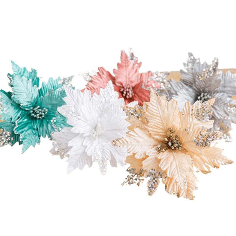 1 шт. ткань золото 25 см веселый рождественский цветок рождественская елка декор рождественский цветок украшение для дома блестки ручная работа имитация серебра