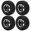 4Pcs Remote Control Metal Wheel Hub Rubber Tires Replacement for MN86 1 12 RC CarBlack