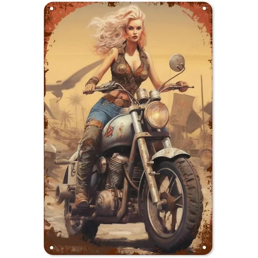 Металлические жестяные вывески для девочек и женщин, винтажные мотоциклетные забавные художественные настенные украшения для дома, мужчины, пещеры, гаража, кафе, баров, пабы