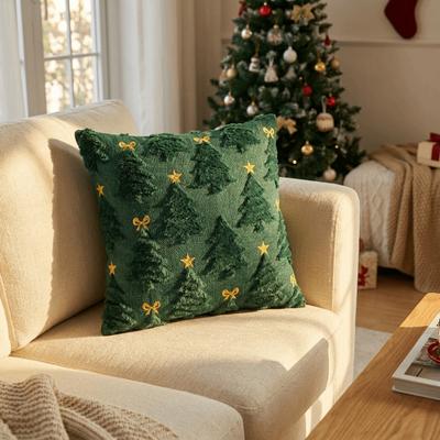 3D Embroidery Throw Cushion Case Plush Pillowcase Soft Christmas Pillow Cover Sofa Decor