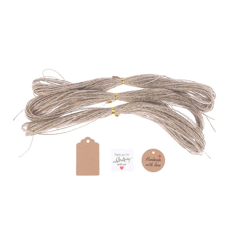 100Pcs/Lot Blank With String 20M Kraft Paper String Price Tags Gift Cards