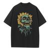 Cotton Oversized T Shirt Graphic Tees Sunflower Skull Street Clothes Heavy Comfort Drop Shoulder Vintage T Shirts Mens Tops