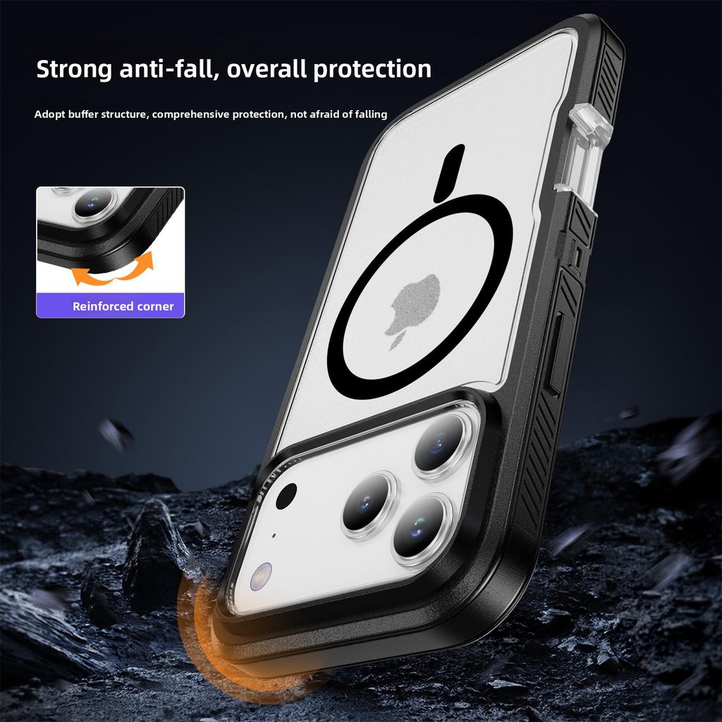 Для MagSafe С противоскользящими полосками Тяжелая защитная броня PC+TPU чехол для IPhone 17 Pro Max 16 15 14 13 12 С коробкой OTT-Box Амортизирующий противоударный жесткий чехол