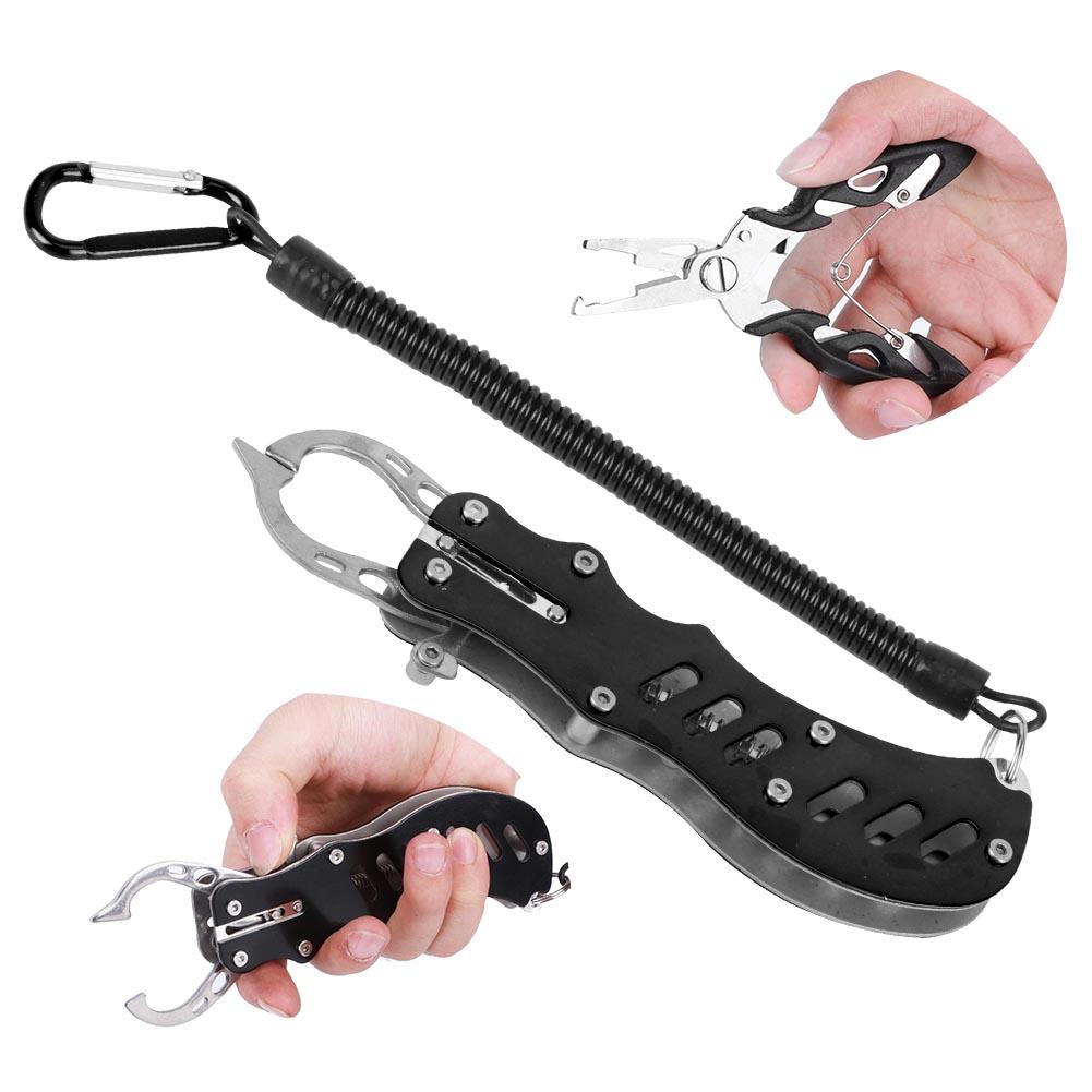Рыболовные плоскогубцы многоцелевые портативные рыболовные клещи захваты для рыбы с ремешком и ножнами черный