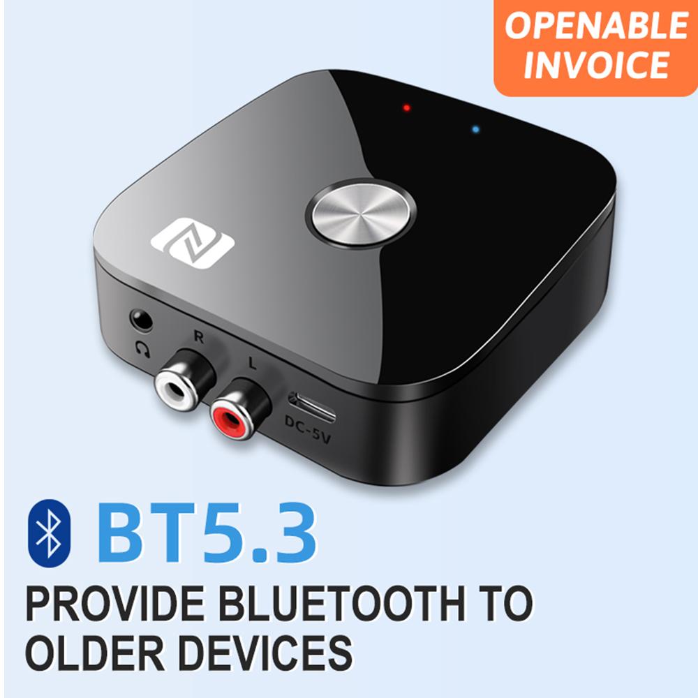 NFC Bluetooth Receiver 2RCA PD 3.5mm Jack Aux Wireless Adapter with Remote Control Car Bluetooth 5.3 Audio Receiver for TV