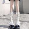 1pc Bow Lace Mid-tube Socks Lolita Winter Leg Cover Warm White Socks Style Cute Sweet Middle Fo X4T3