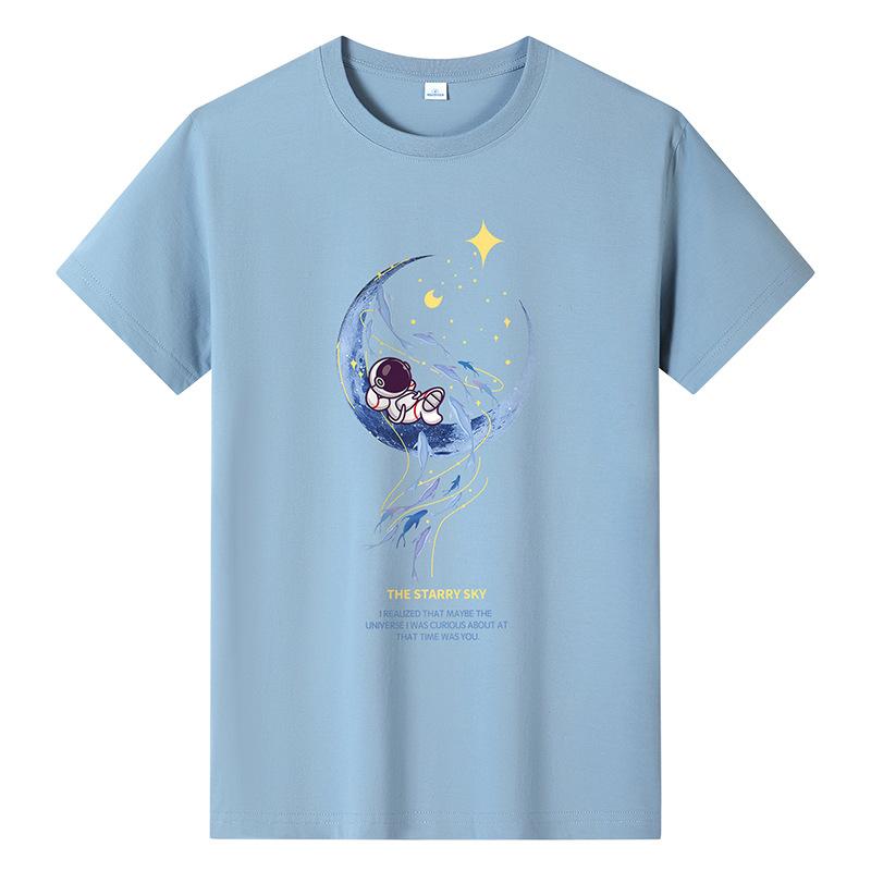 GMXIA Футболка с коротким рукавом из хлопка, мужская модная свободная рубашка с коротким рукавом, с принтом