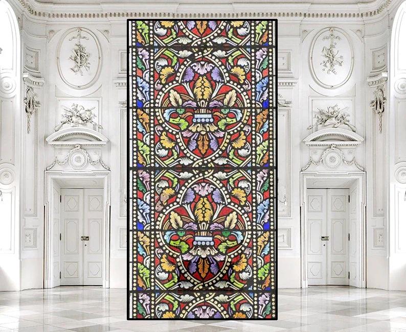 Пленка для конфиденциальности окон в церковном стиле, витражные наклейки на окна, статические цепляющиеся декоративные матовые оконные пленки, индивидуальный размер