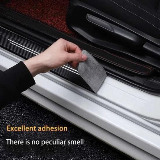 4x Carbon Fiber Stickers Door Plate Sill Scuff Film Anti-Scratch Car Accessories