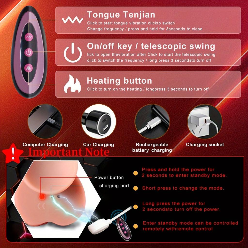 9.48-inch Thrusting Dildo Vibrator with 10 Thrusting & 10 Vibrating Modes,Remote Control.Ideal for G-Spot & Anal Stimulation.Suitable for Men,Women