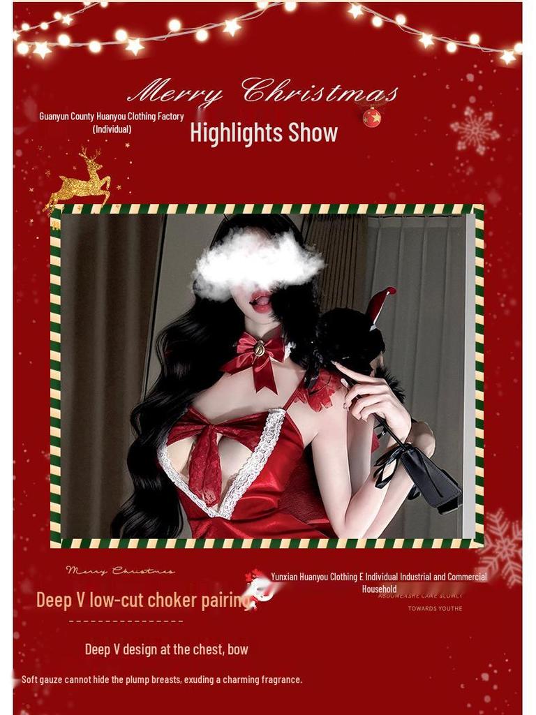 Sexy Cutout Christmas Bunny Role Play Lingerie Dress