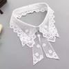 New Hollow Lace Embroidery Fake Collar For Women White Black False Detachable Collar Lapel Shirt Tie Necklace Clothes Accessory