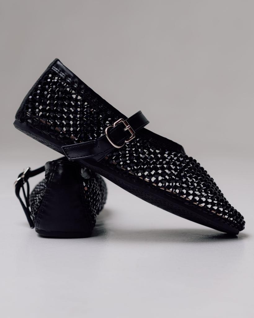 Балетки с прозрачной сеткой Aiformaria 4380248 36 черные текстиль