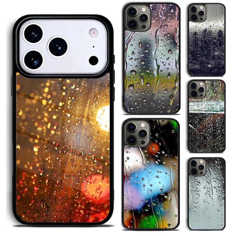 Чехол для телефона «Капли дождя на окне» для iPhone 17 16 15 Pro Max Air 14 13 12 11 Plus Ударопрочный Чехол Capa