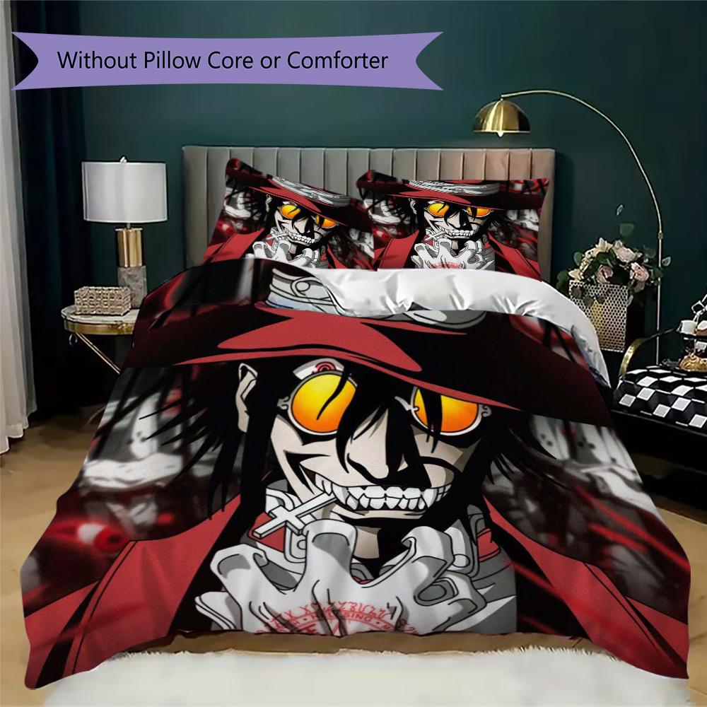 Anime-style character print Pattern Bedding,Quilt Set Quilt Cover Pillowcase Home Birthday Gift (1*duvet cover+2*pillowcase,without core)ZSJT0917161