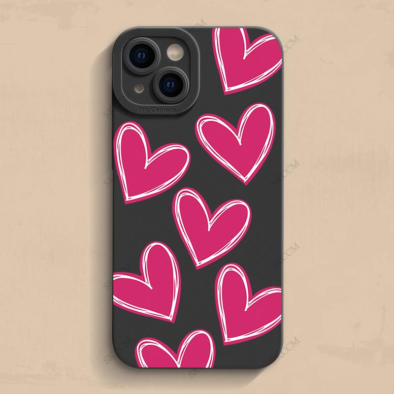 Роскошный красный чехол для телефона с сердечком любви из мягкого силикона для iPhone 15 14 13 12 11 Pro Max Mini XR X XS Max 7 8 Plus матовая задняя крышка