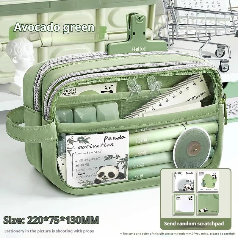 Пенал с пандой, большой вместимости, высокая эстетическая ценность, набор принадлежностей для студенток, сумка для канцелярских товаров для средней школы
