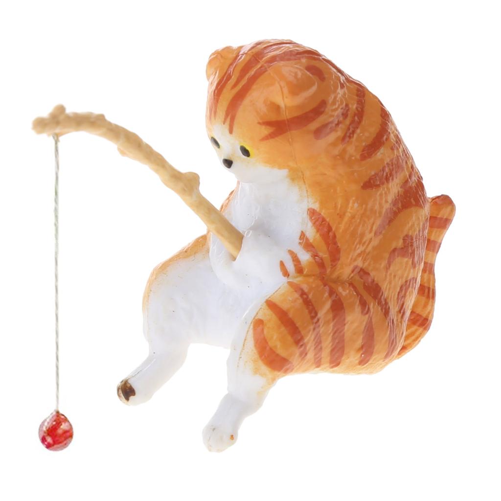 Рыбный аквариум ландшафтный дизайн рыболовные кошки украшения аквариумные украшения мультяшные животные смоляные фигурки для домашнего декора