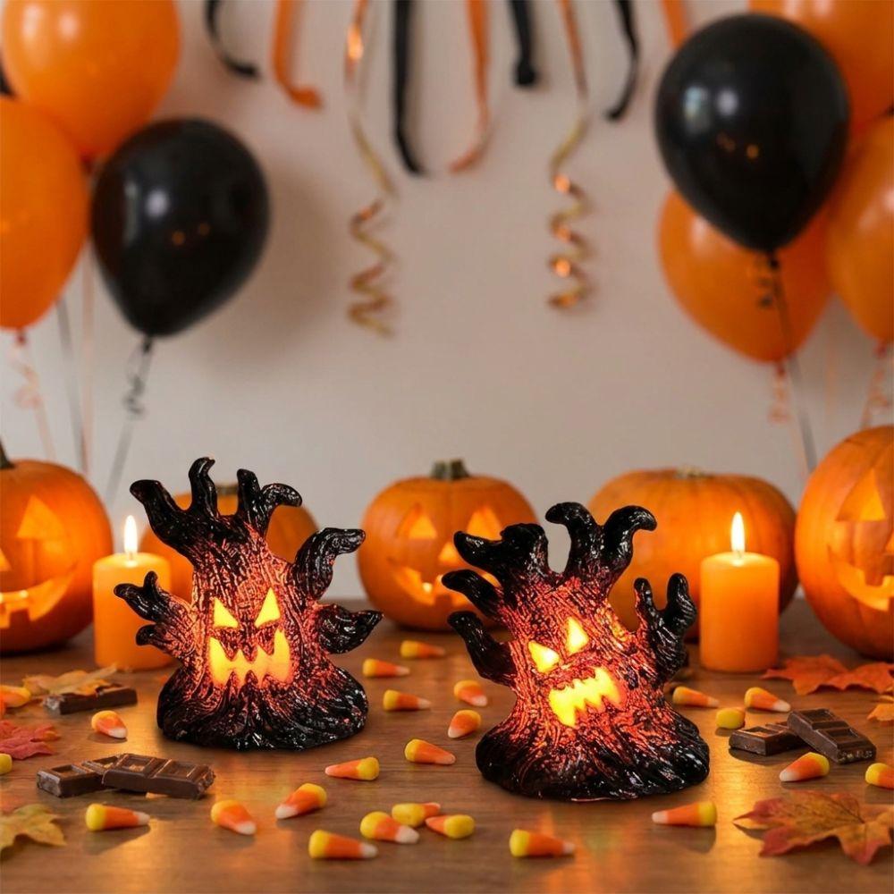 Mini Tree Stump Halloween Monster Tree Light Ornament Indoor Table Decor