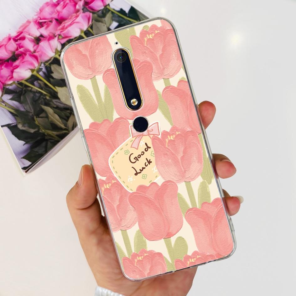 For Nokia 6 2018 Case Fashion Flower Soft Silicone Bumper For Nokia 6.1 Cover TA-1043 TA-1045 TA-1054 TA-1050 TA-1068 Phone Case
