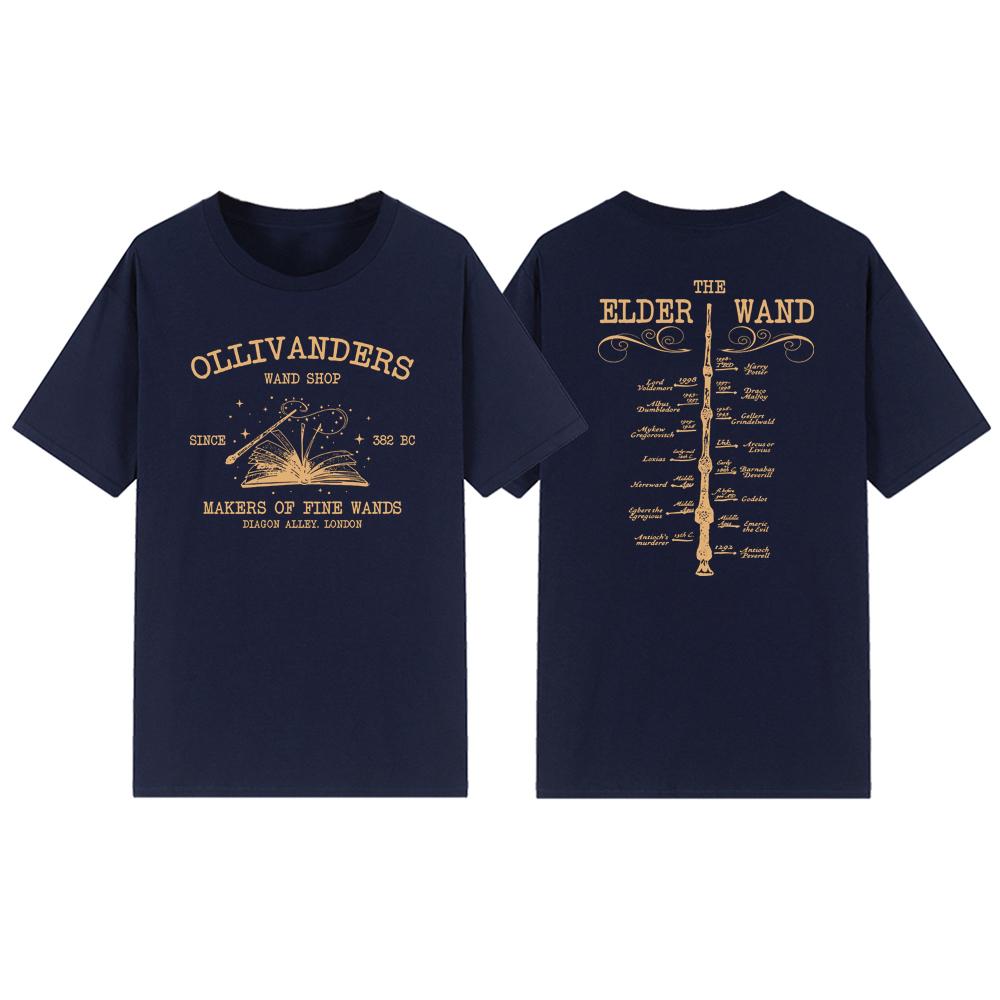 Футболки с волшебной палочкой Ollivanders Футболка с книжным магазином Wizard Футболки с волшебной палочкой Футболки с коротким рукавом в винтажном стиле унисекс с графикой Подарок HP Fan