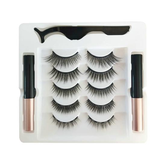 1 Set Magnetic Eyelashes with Eyeliner Tweezer Natural Looking Magnetic Fake Lashes with Applicator Tool Women Girls Eye Makeup Tools