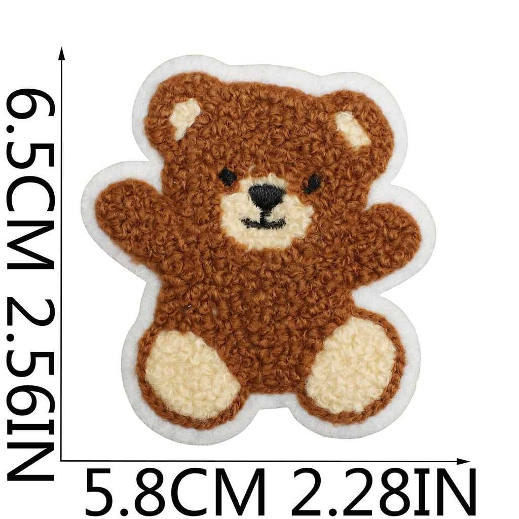Plush Bear Embroidery Cloth Sticker Cute Red Panda Towel Embroidery Patch Sticker Clothes Decorative Embroidery Label Curly Lion
