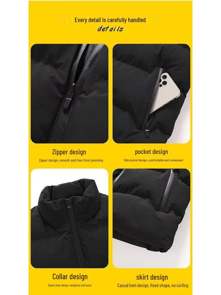 Unisex Plus Size Stand Collar Winter Fashion Printed Down Cotton Vest Jacket