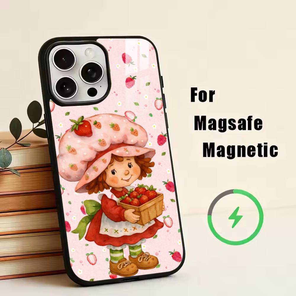 Клубничная S-Shortcake-Girl Розовый Чехол Для Телефона Для iPhone17,16,15,14,13,12,11 Plus,Pro Магнитный Для Magsafe Беспроводной Зарядки