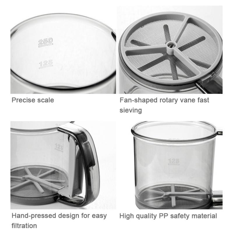 Ручной полуавтоматический фильтр для муки Пластиковое ручное сито для муки