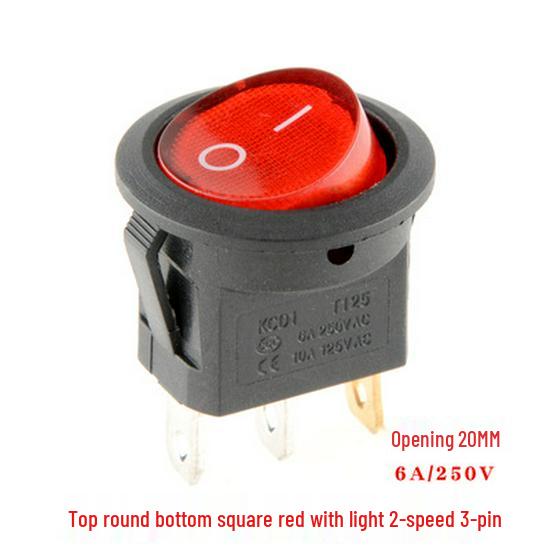 Кулисный переключатель KCD1: Круглый, Подсветка, 2/3/4-контактный, 2/3-позиционный, 6A 250V, Отверстие 20 мм.