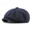British Retro Woolen Newsboy Cap for Men Women Vintage Octagonal Hat Herringbone Baker Boy Hat Casual Flat Beret Cabbie Cap Peaky Blinders Style