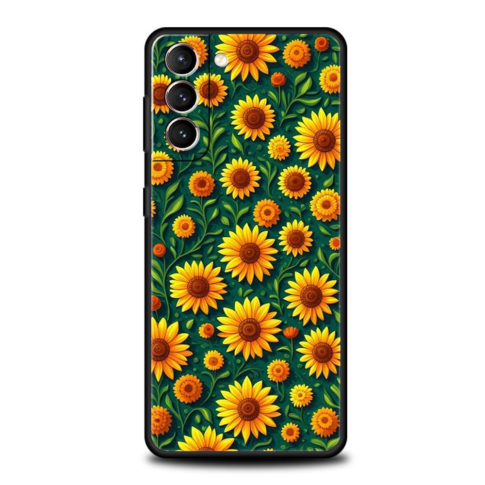 Чехол-обложка для телефона Samsung Galaxy S25 Edge S24 S23 S22 S20 S21 FE Ultra S10 S10E Plus 5G Мягкий ТПУ Чехлы Сумки с рисунком Подсолнух