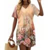 Женские летние повседневные платья с цветочным принтом и короткими рукавами, завязанным узлом на подоле