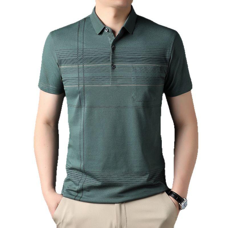 Рубашка поло, свободный верх, футболка с короткими рукавами, мужская деловая повседневная хлопковая рубашка с настоящими карманами