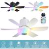 Ceiling Fans with Lights Remote Ceiling Fan RGB Dimmable Light Noiseless Black Modern Small Ceiling Fan for Bedroom Indoor 32W