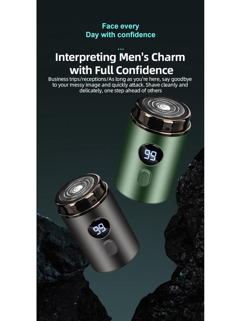 Portable Rechargeable Men's Electric Beard Shaver - Compact Travel Design