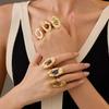 Vintage Advanced Stainless Steel Ring Oval Women's Light Luxury High-end Jewelry