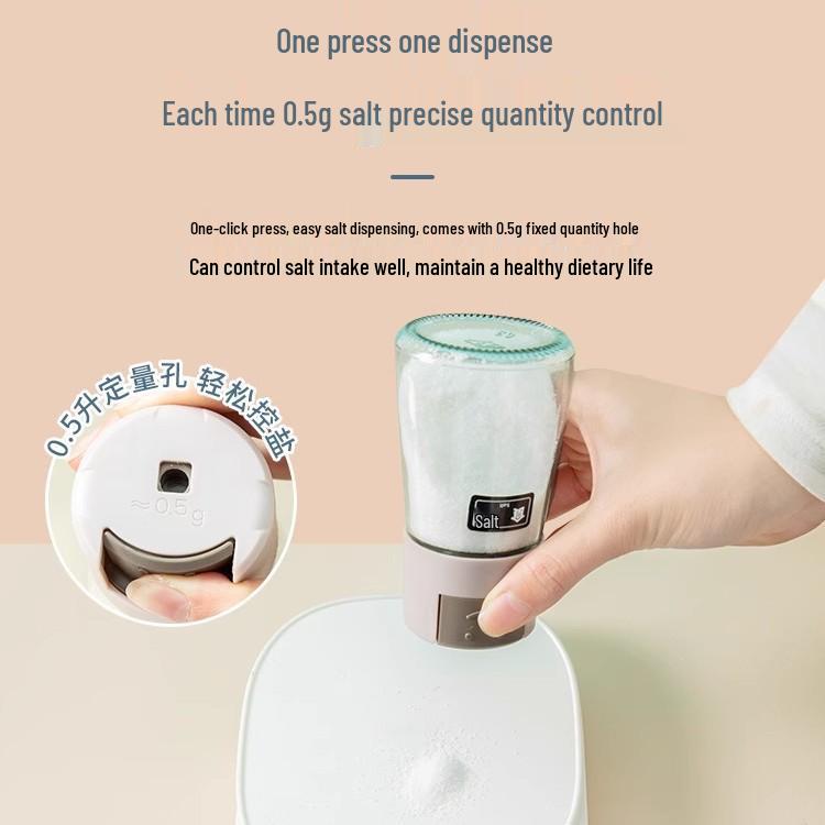 Newcomer Special: 5 Yuan Off - Press-Type Seasoning Jar for Kitchen, Sealed & Moisture-Proof Salt Control Bottle