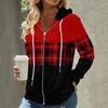Осенние женские толстовки Модная клетчатая куртка-кардиган на молнии Обычная посадка Длинные рукава Повседневное пальто с капюшоном Весна Осень