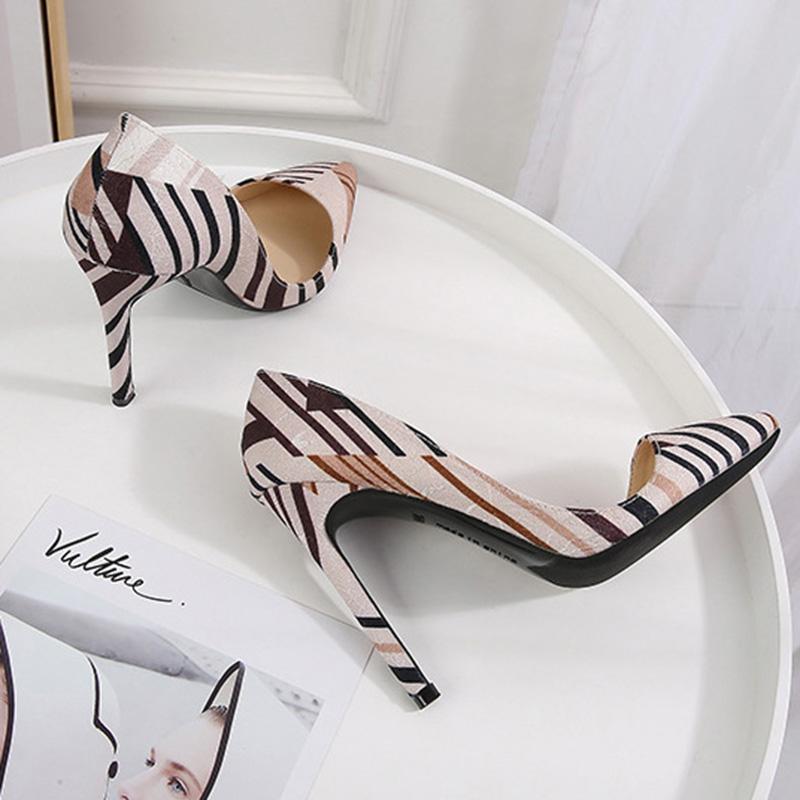 Женские туфли на шпильке с острым носком, атласные пикантные туфли с цветными блоками на каблуке 11 см WZ