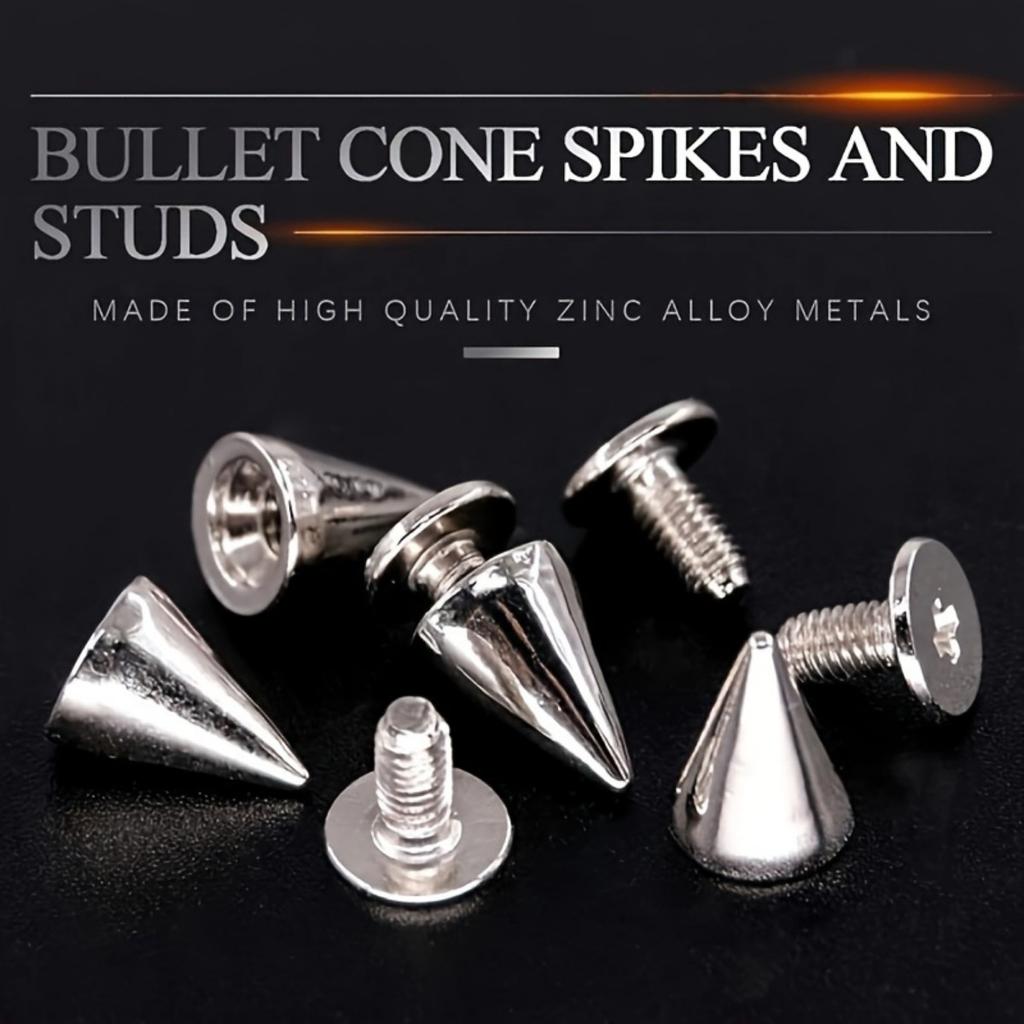 50pcs Bullet Tapered Nails And Studs DIY Leather Craft Cool Rivets Punk Rivets Coat Studs